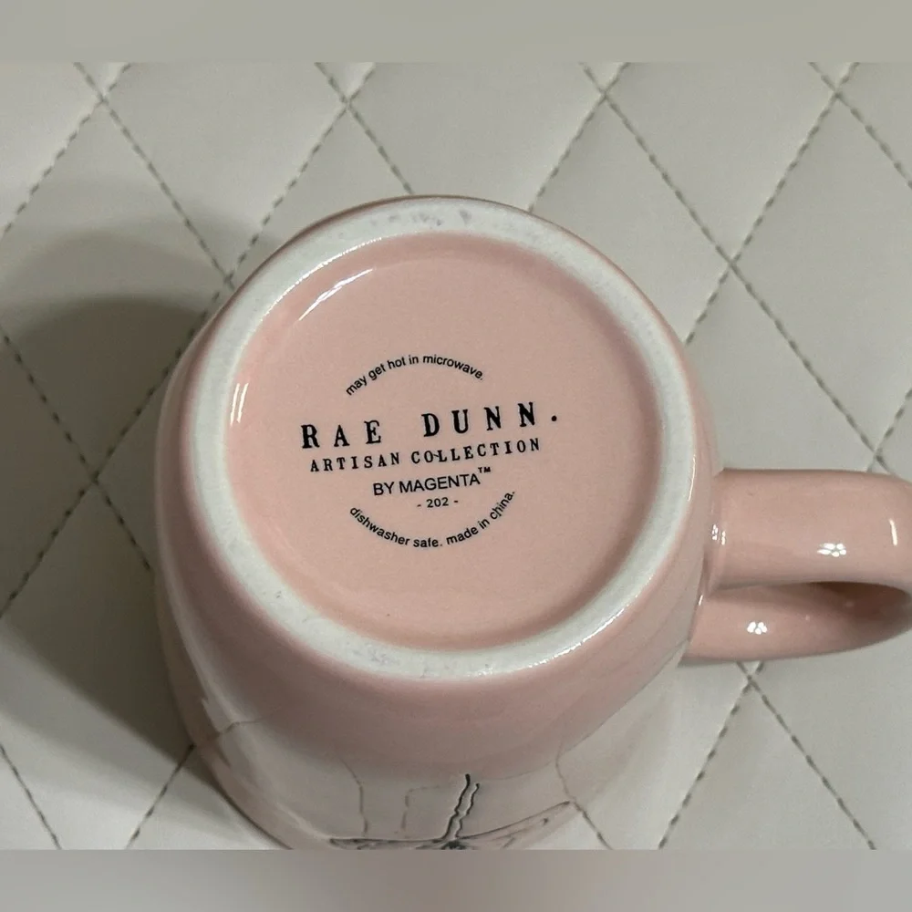 RAE DUNN How Lovely pink ceramic coffee mug with flower